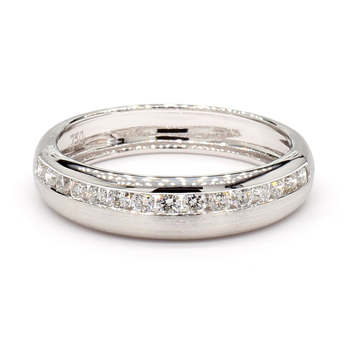 Natural White Round Diamond 0.29 Carat TW White Gold Wedding Band