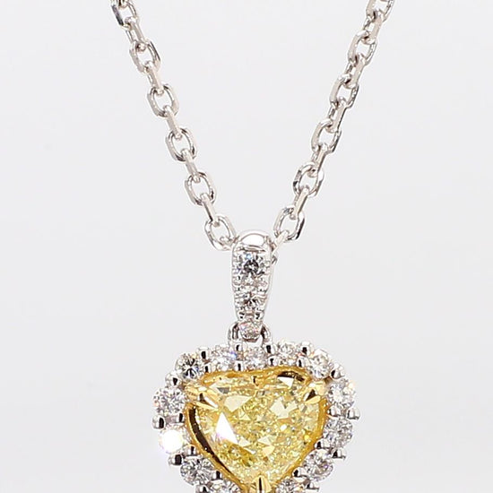 Natural Yellow Heart Diamond 0.90 Carat TW Gold Heart Pendant
