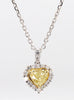 Natural Yellow Heart Diamond 0.90 Carat TW Gold Heart Pendant