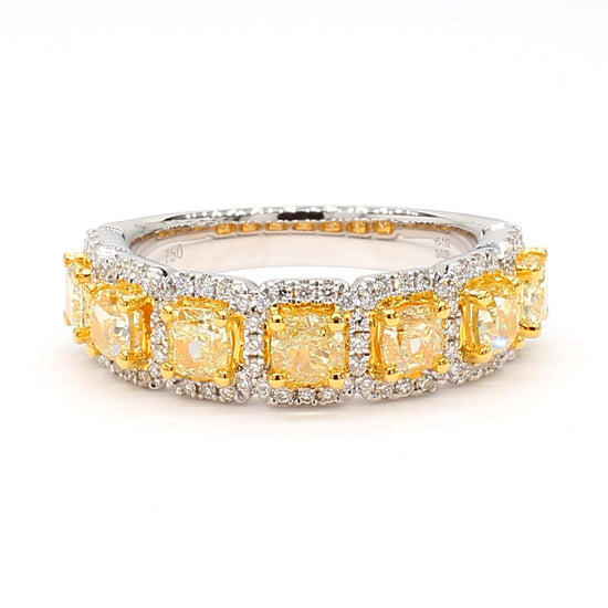 Natural Yellow Cushion Diamond 1.80 Carat TW Gold Cocktail Ring