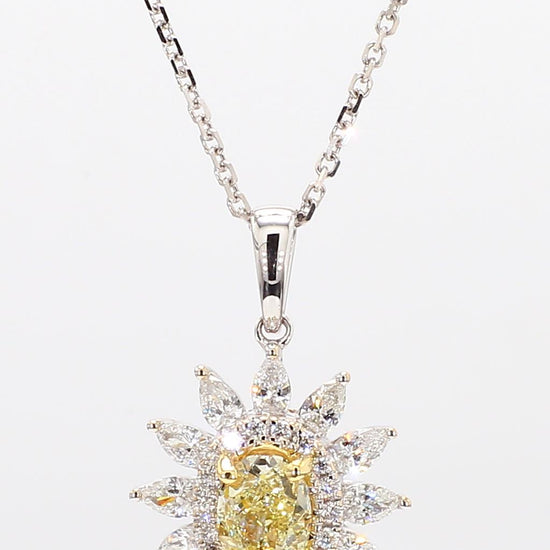 Natural Yellow Oval and White Diamond 1.44 Carat TW Gold Drop Pendant