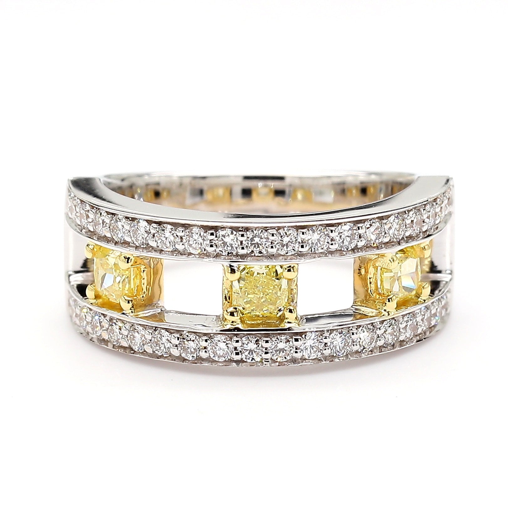Natural Yellow Radiant Diamond 1.01 Carat TW Gold Cocktail Ring