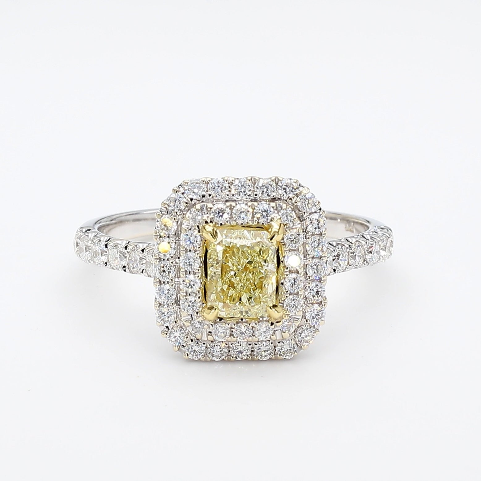 GIA Certified Natural Yellow Radiant Diamond 1.30 Carat TW Gold Cocktail Ring