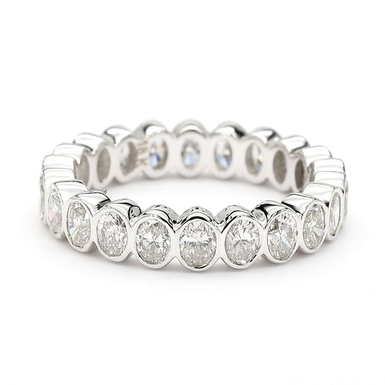 Natural White Oval Diamond 2.71 Carat TW White Gold Cocktail Band
