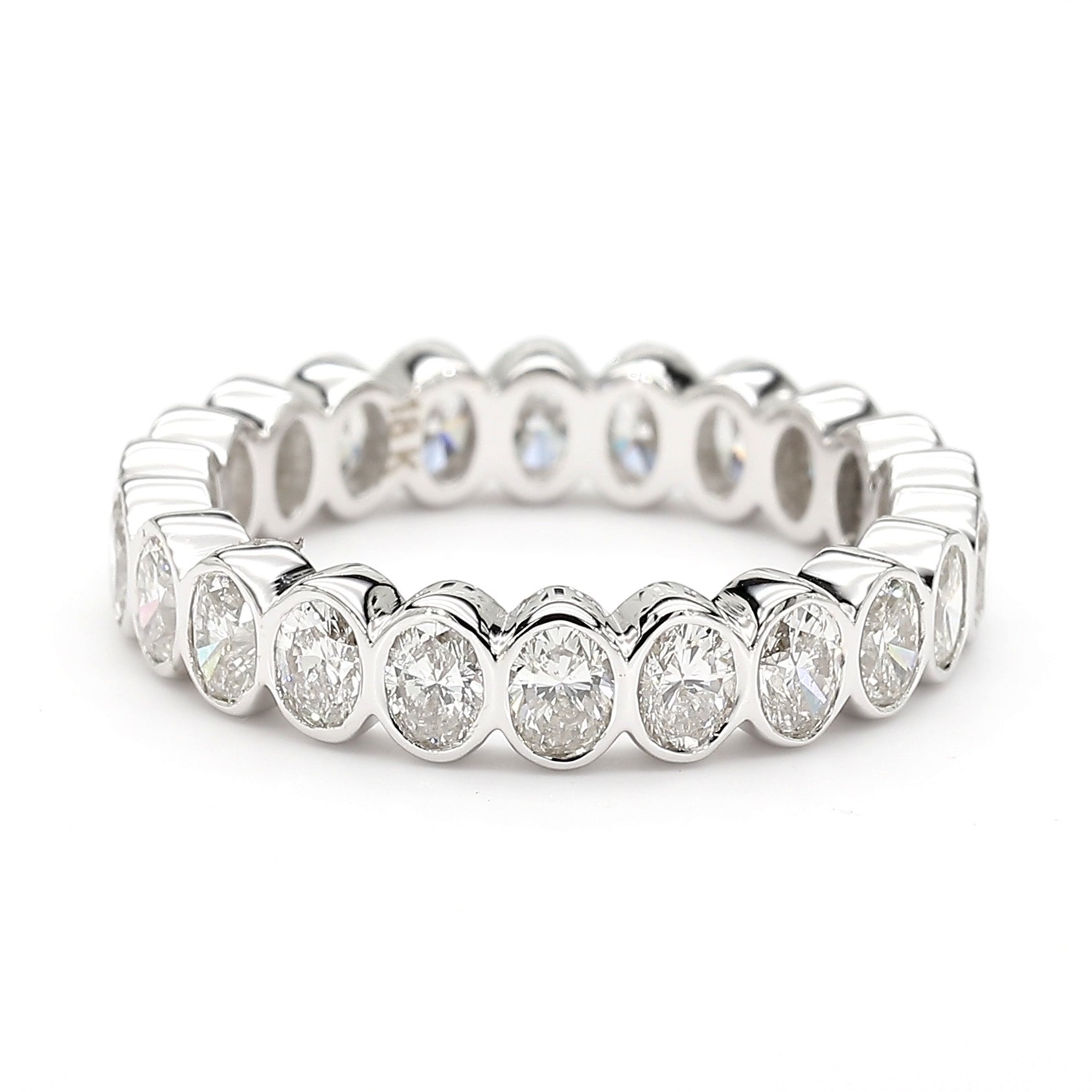 Natural White Oval Diamond 2.71 Carat TW White Gold Cocktail Band