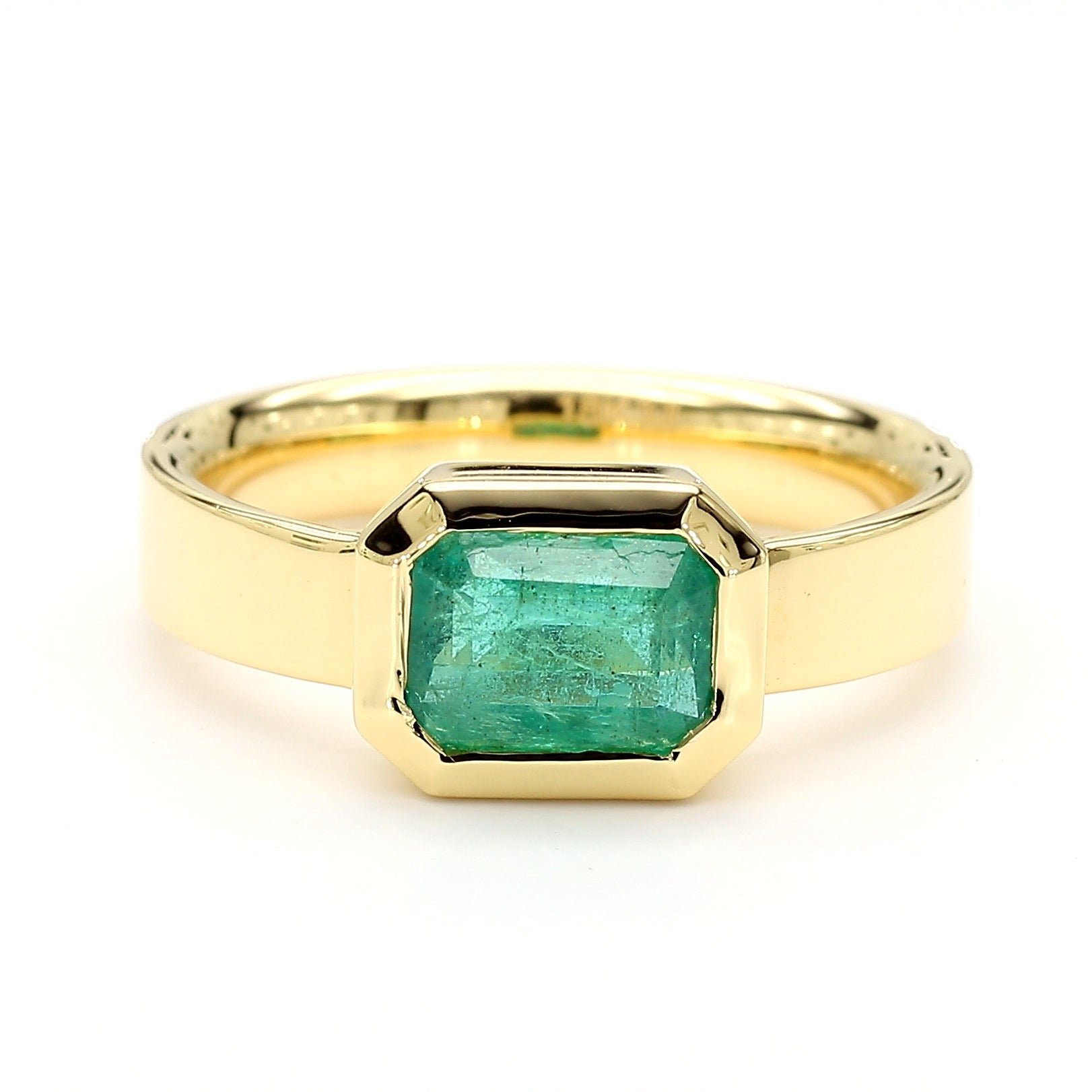 Natural Emerald 1.41 Carat TW Yellow Gold Cocktail Ring