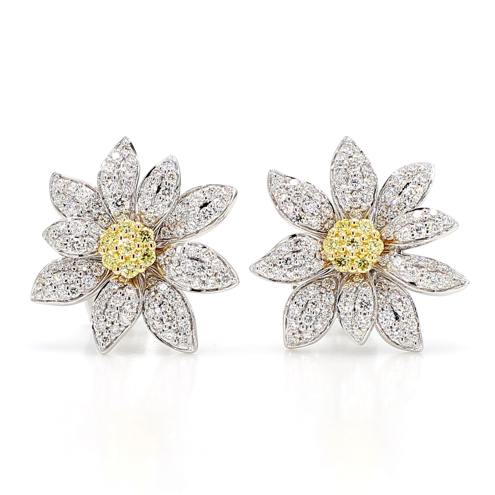 Natural Yellow Round Diamond 1.26 Carat TW Gold Stud Earrings