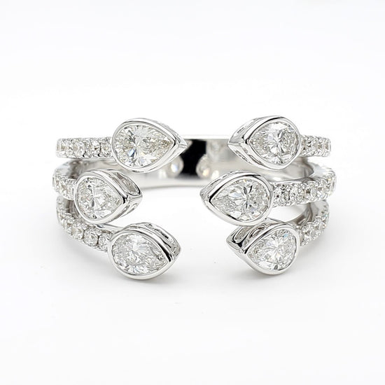 Natural White Pear Diamond 1.36 Carat TW White Gold Cocktail Ring