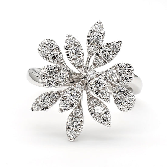 Natural White Round Diamond 0.78 Carat TW White Gold Cocktail Ring