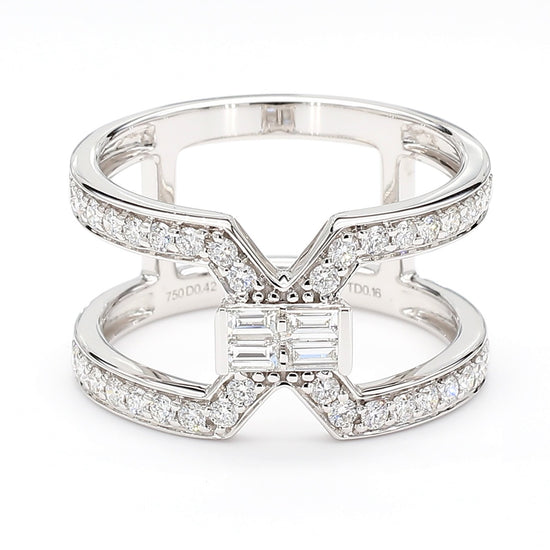 Natural White Baguette Diamond 0.58 Carat TW Gold Ring