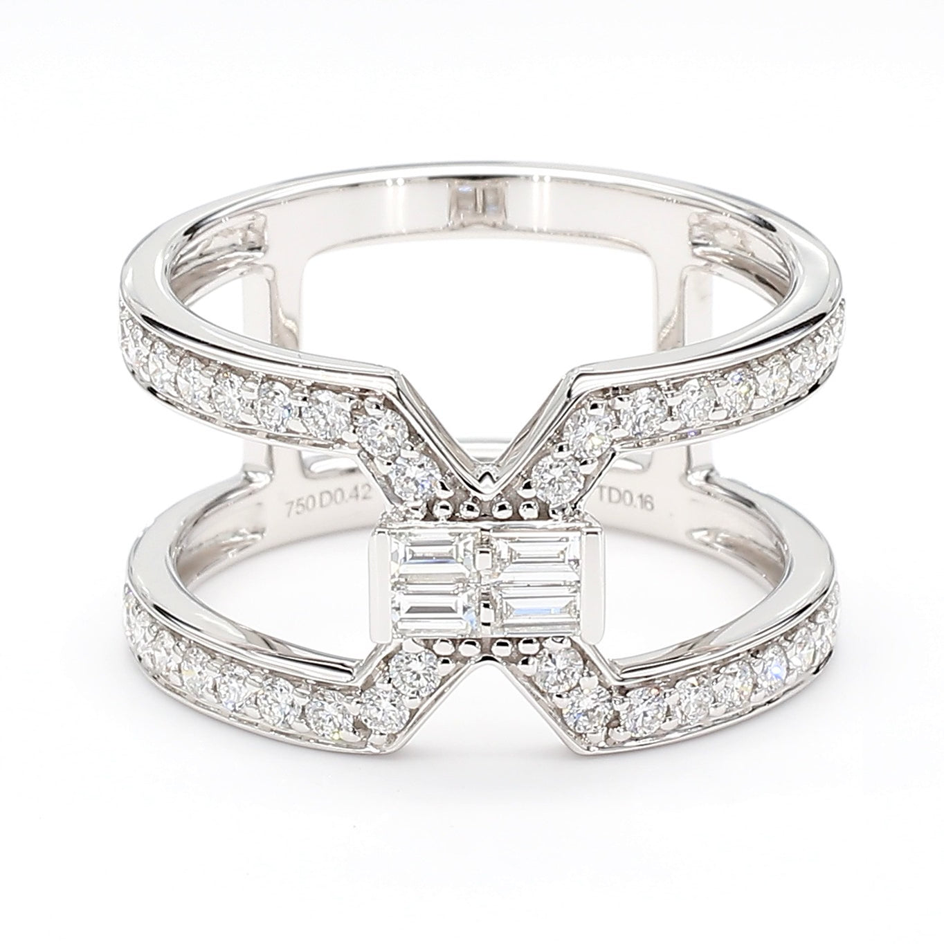 Natural White Baguette Diamond 0.58 Carat TW Gold Ring