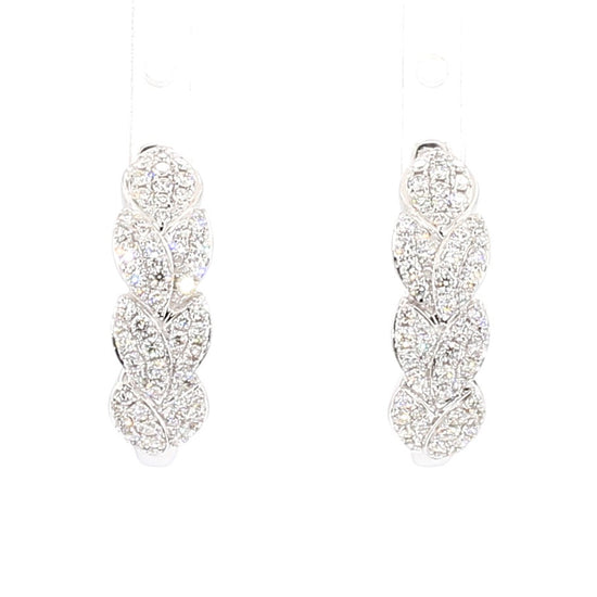 Natural White Round Diamond 0.64 Carat TW Gold Earrings
