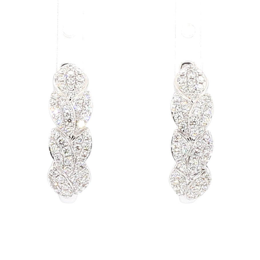 Natural White Round Diamond 0.64 Carat TW Gold Earrings