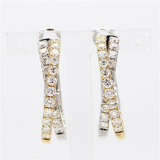 Natural White Round Diamond 1.66 Carat TW Gold Earrings
