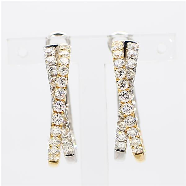 Natural White Round Diamond 1.66 Carat TW Gold Earrings