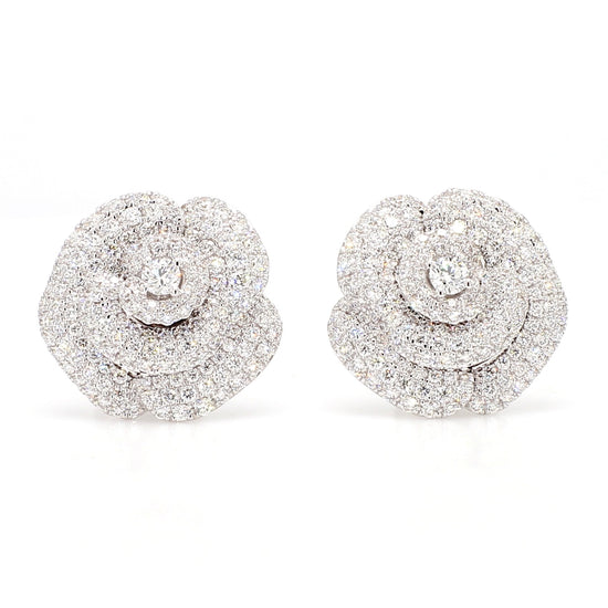 Natural White Round Diamond 1.55 Carat TW Gold Earrings