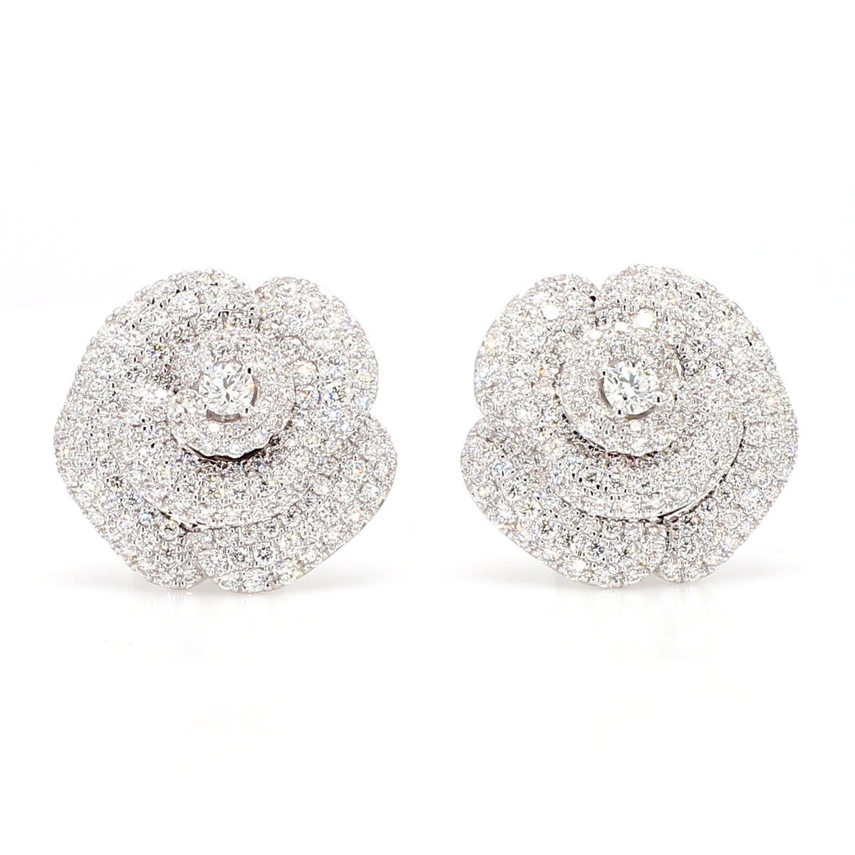 Natural White Round Diamond 1.55 Carat TW Gold Earrings