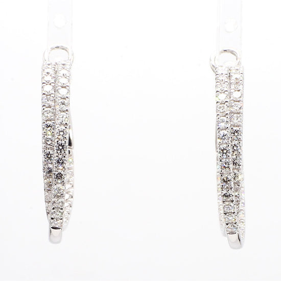 Natural White Round Diamond 2.70 Carat TW White Gold Hoop Earrings