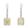 GIA Certified Natural Yellow Cushion Diamond 2.89 Carat TW Gold Drop Earrings