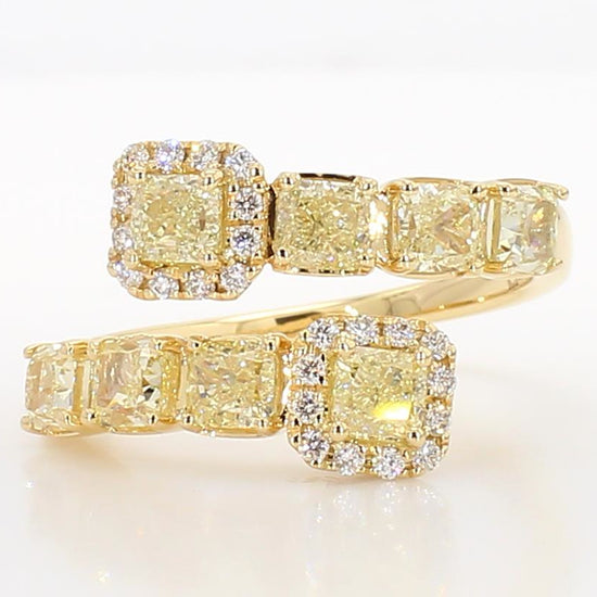 Natural Yellow Cushion Diamond 1.88 Carat TW Gold Ring