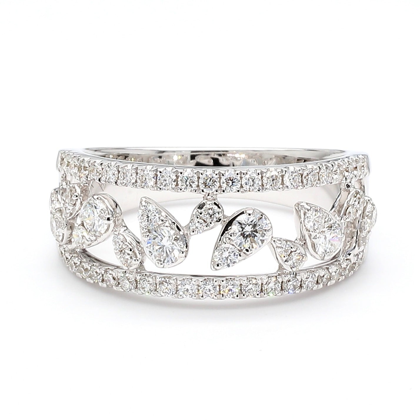 Natural White Round Diamond 0.77 Carat TW Gold Ring