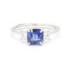 Natural Blue Cushion Sapphire and White Diamond 2.07 Carat TW Gold Cocktail Ring