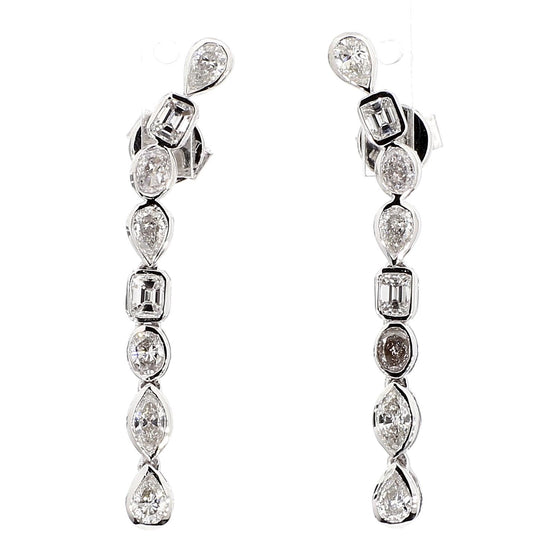 Natural White Diamond 1.63 Carat TW White Gold Drop Earrings