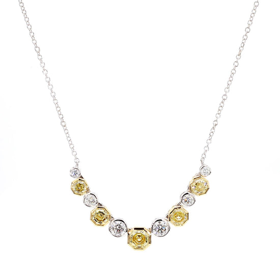 GIA Certified Fancy Yellow Hexagon Diamond 2.32 Carat TW Gold Drop Necklace