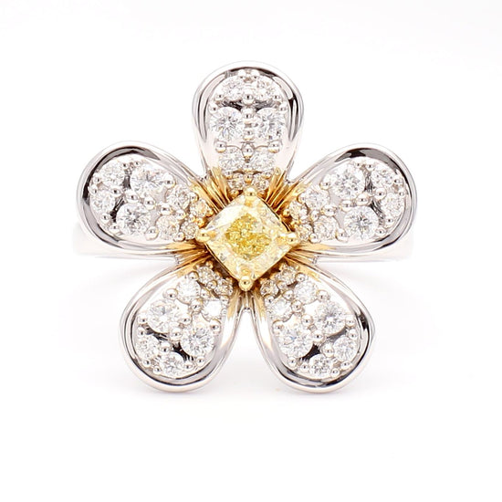 Natural Yellow Cushion Diamond 1.00 Carat TW Gold Cocktail Ring
