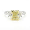 GIA Certified Natural Yellow Radiant Diamond 3.30 Carat TW Gold Cocktail Ring