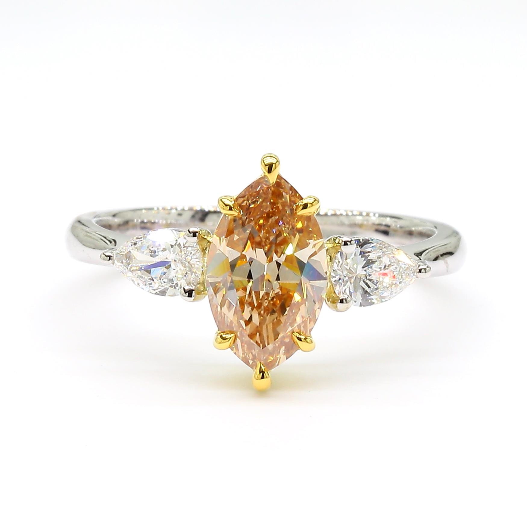 GIA Certified Yellow Marquise Diamond 1.70 Carat TW Cocktail Ring