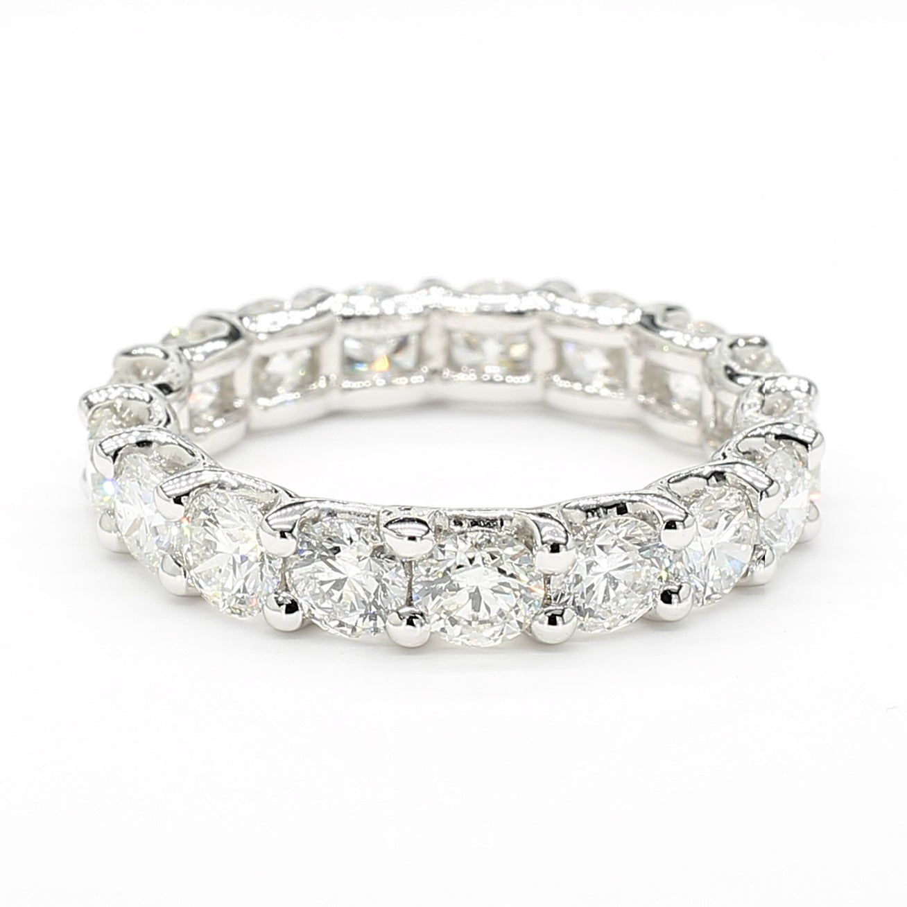 Natural White Round Diamond 3.60 Carat TW White Gold Eternity Band