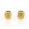 GIA Certified Natural Yellow Cushion Diamond 1.46 Carat TW Gold Stud Earrings