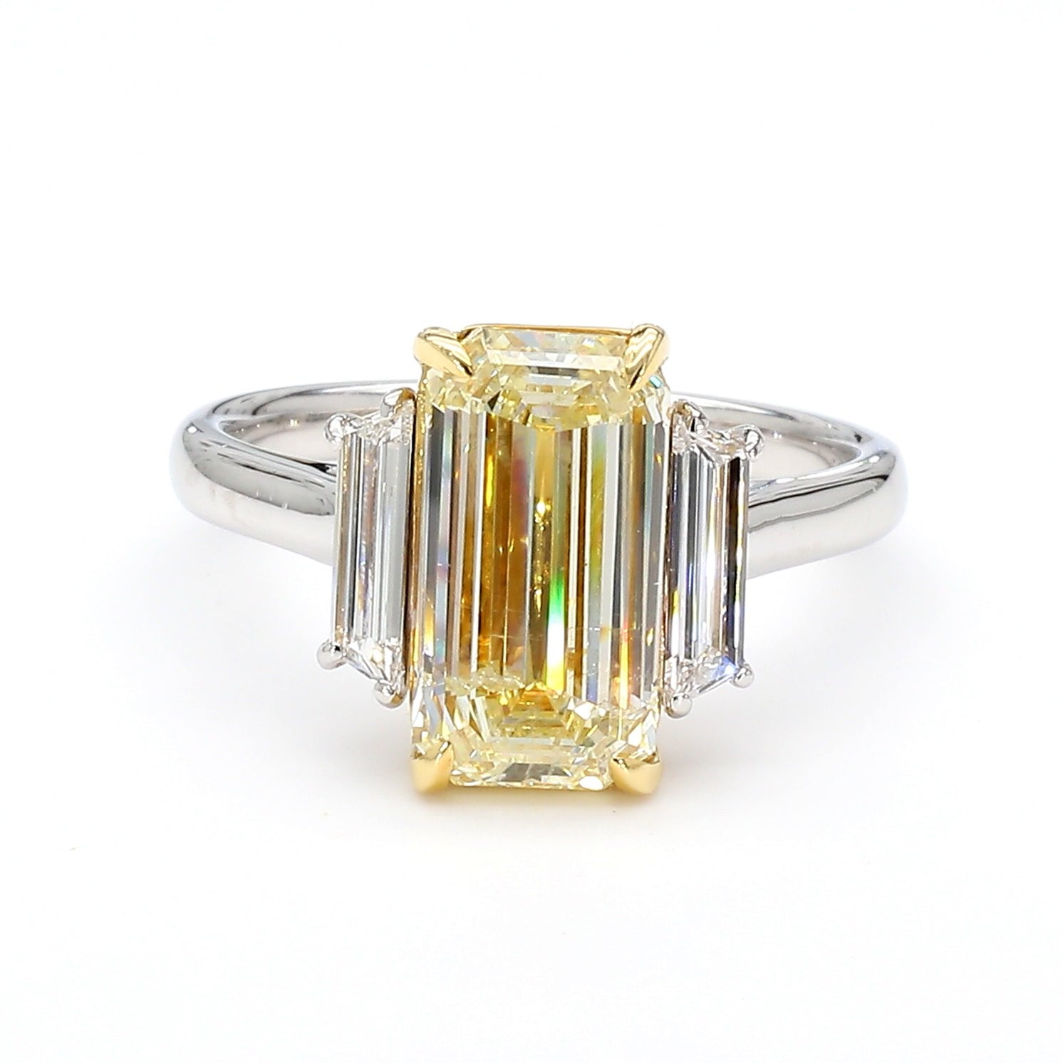 GIA Certified Natural Yellow Emerald Diamond 3.32 Carat TW Plat Cocktail Ring