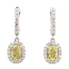 GIA Certified Natural Yellow Oval Diamond 2.08 Carat TW Gold Drop Earrings