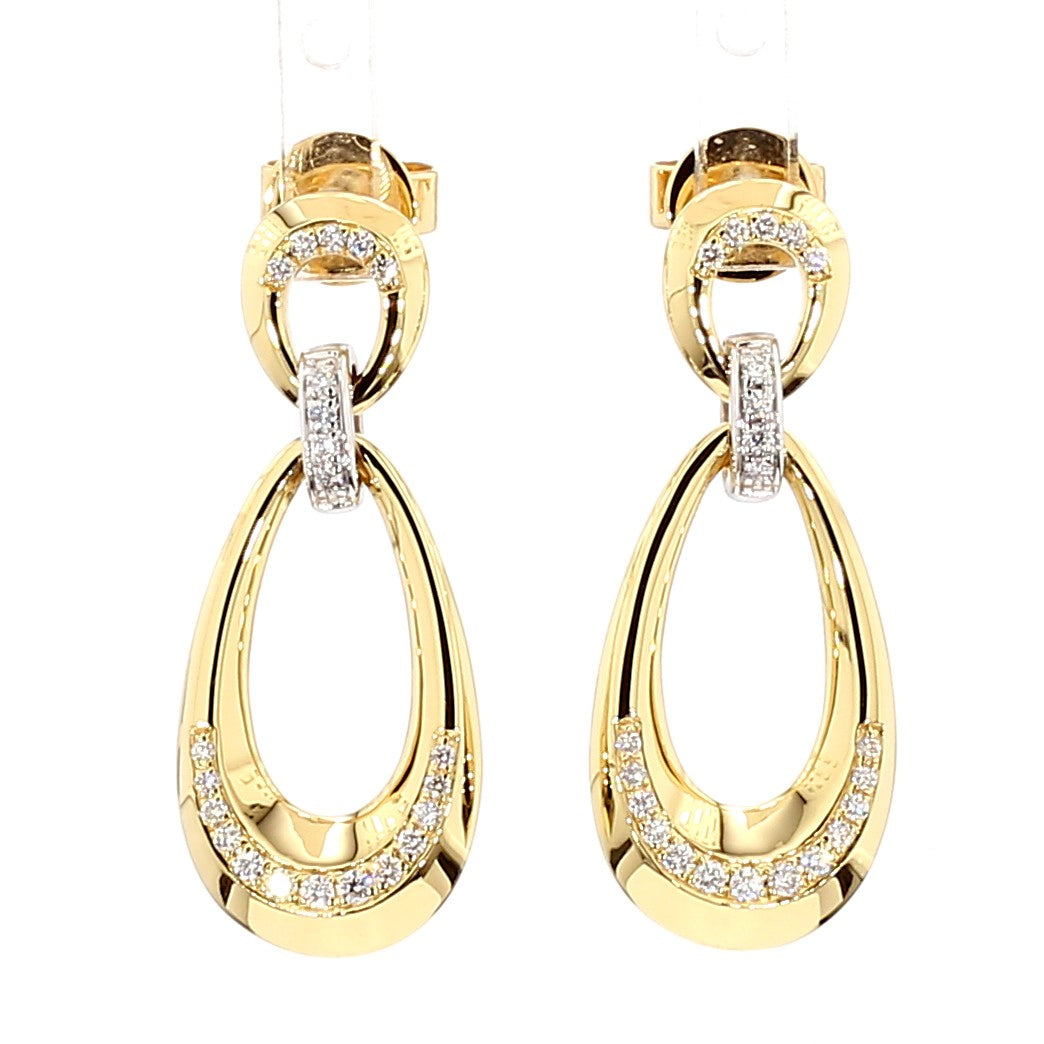 Natural White Round Diamond 0.23 Carat TW Gold Earrings