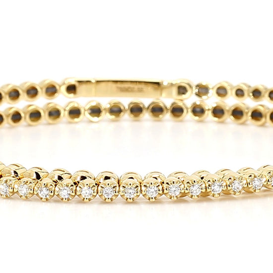 Natural White Round Diamond 0.55 Carat TW Yellow Gold Stack Bracelet