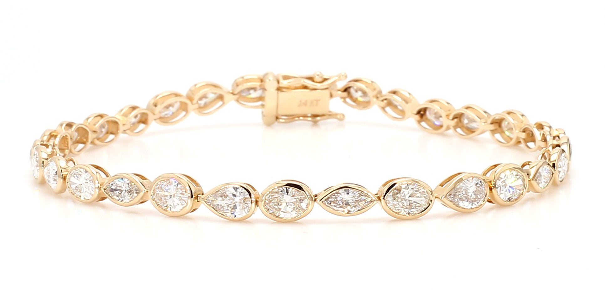 Natural White Oval Diamond 6.19 Carat TW Gold Tennis Bracelet