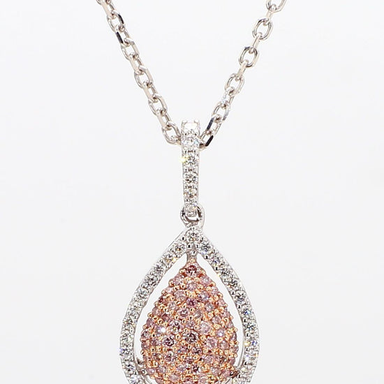 Natural Pink Round Diamond .38 Carat TW Rose Gold Drop Pendant