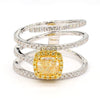 GIA Certified Natural Yellow Cushion Diamond 1.46 Carat TW Gold Cocktail Ring