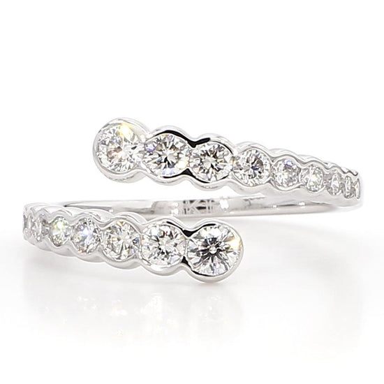 Natural White Round Diamond 0.80 Carat TW White Gold Cocktail Band