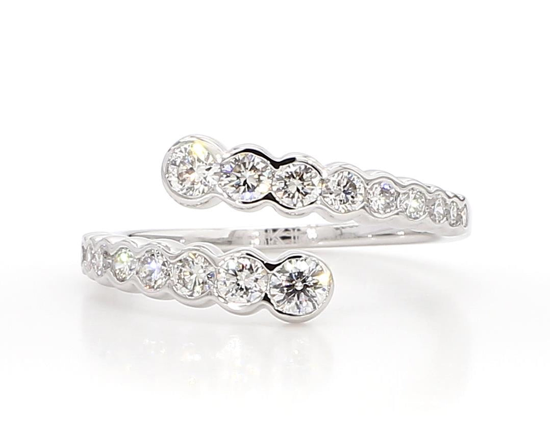 Natural White Round Diamond 0.80 Carat TW White Gold Cocktail Band