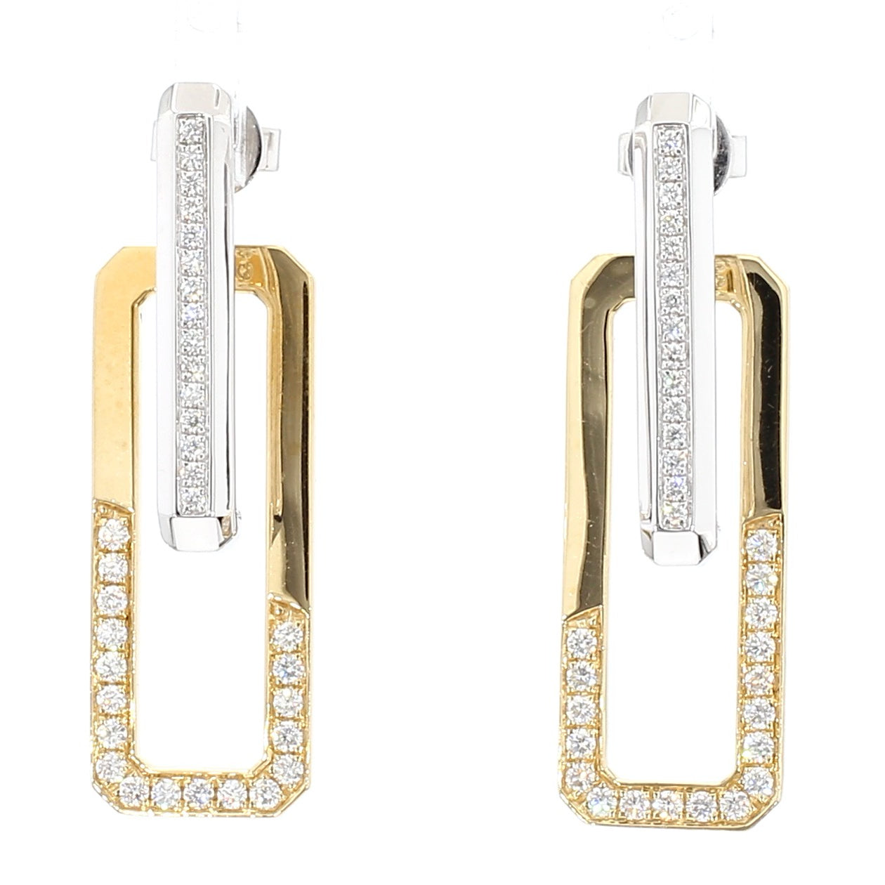 Natural White Round Diamond 0.90 Carat TW Gold Earrings