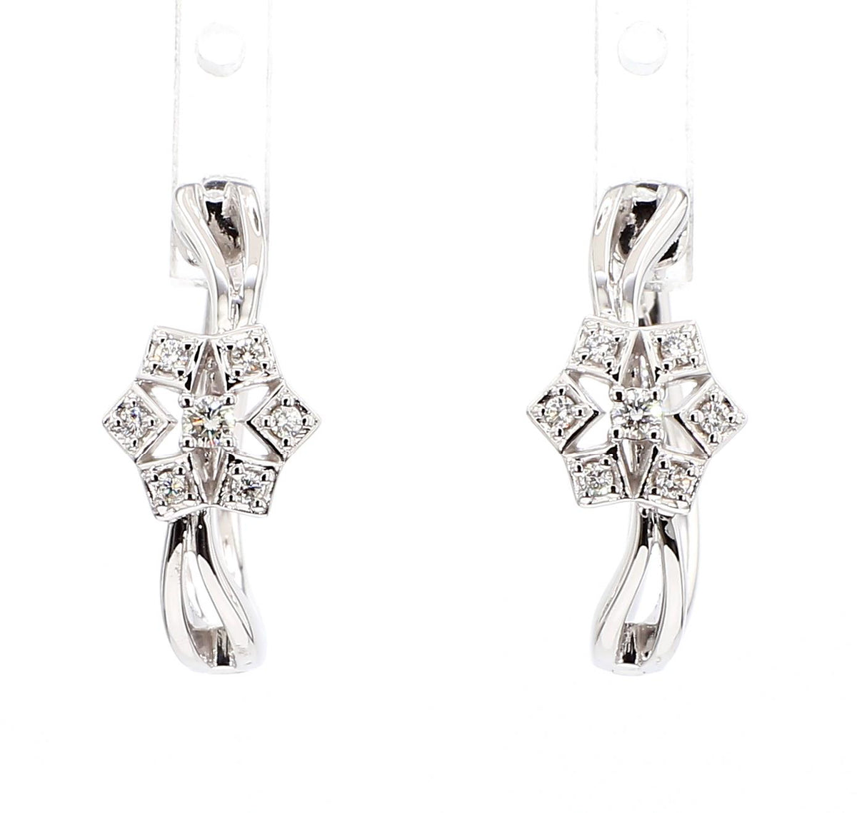 Natural White Round Diamond 0.14 Carat TW Gold Earrings