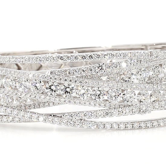 Natural White Round Diamond 13.16 Carat TW Gold Cuff Bracelet