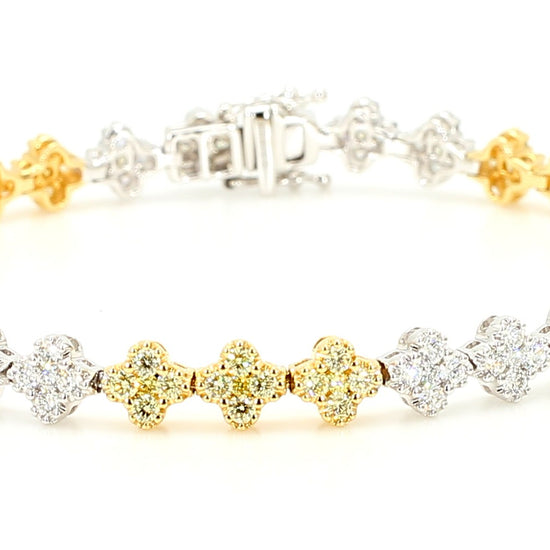 Natural Yellow Round Diamond 3.05 Carat TW Gold Tennis Bracelet