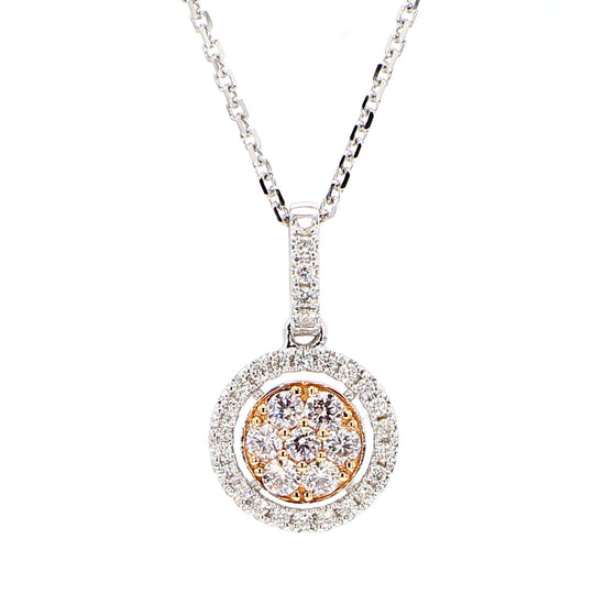 Natural Pink Round Diamond 0.47 Carat TW Rose Gold Drop Pendant