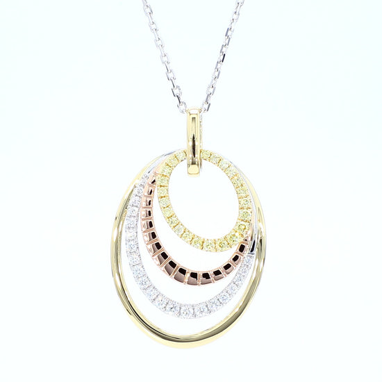 Natural Yellow Round Diamond .28 Carat TW Gold Drop Pendant