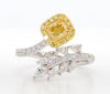 GIA Certified Natural Yellow Cushion Diamond 1.69 Carat TW Gold Cocktail Ring