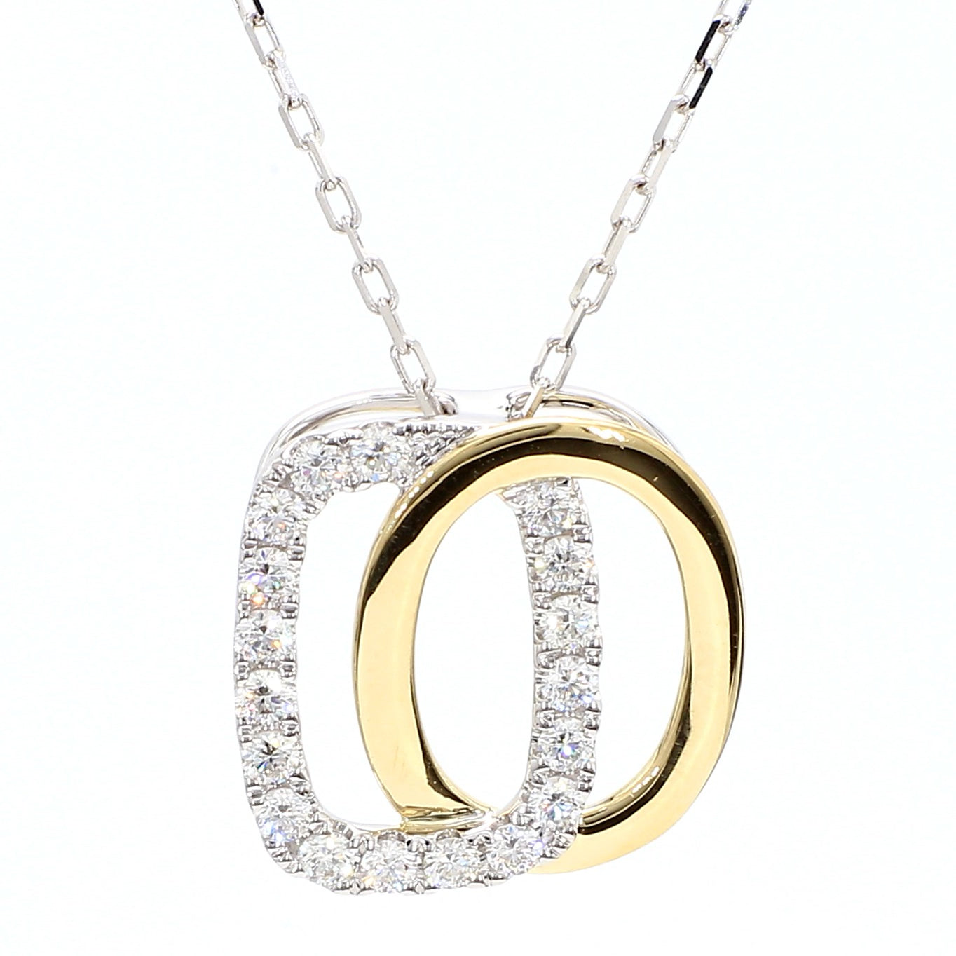 Natural White Round Diamond 0.47 Carat TW Gold Drop Pendant